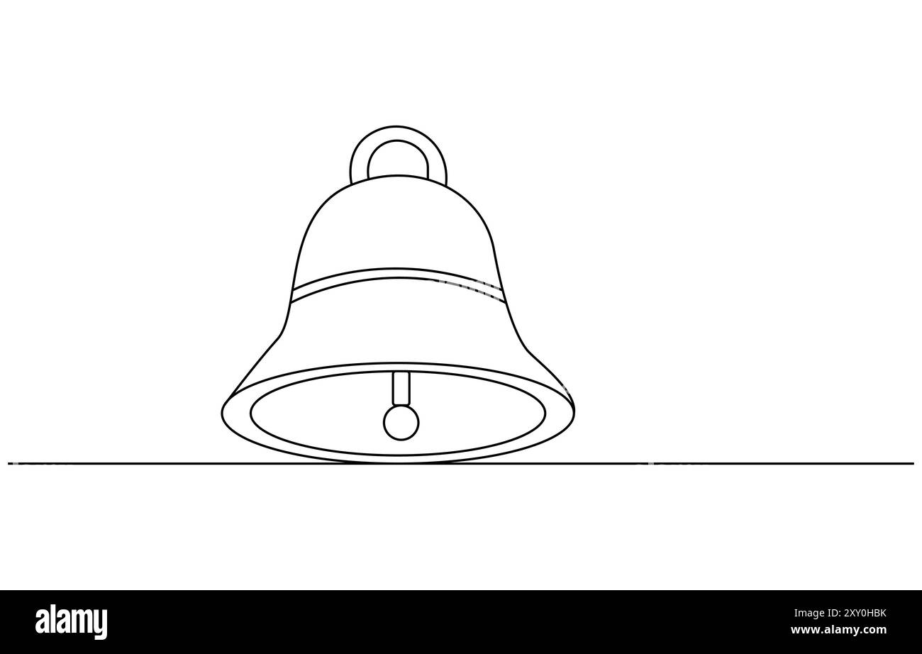 Icona Bell Editable Continuous Line (linea continua modificabile), Christmas Bells with Bow Thin One Line (campanelli natalizi con arco) Illustrazione Vettoriale