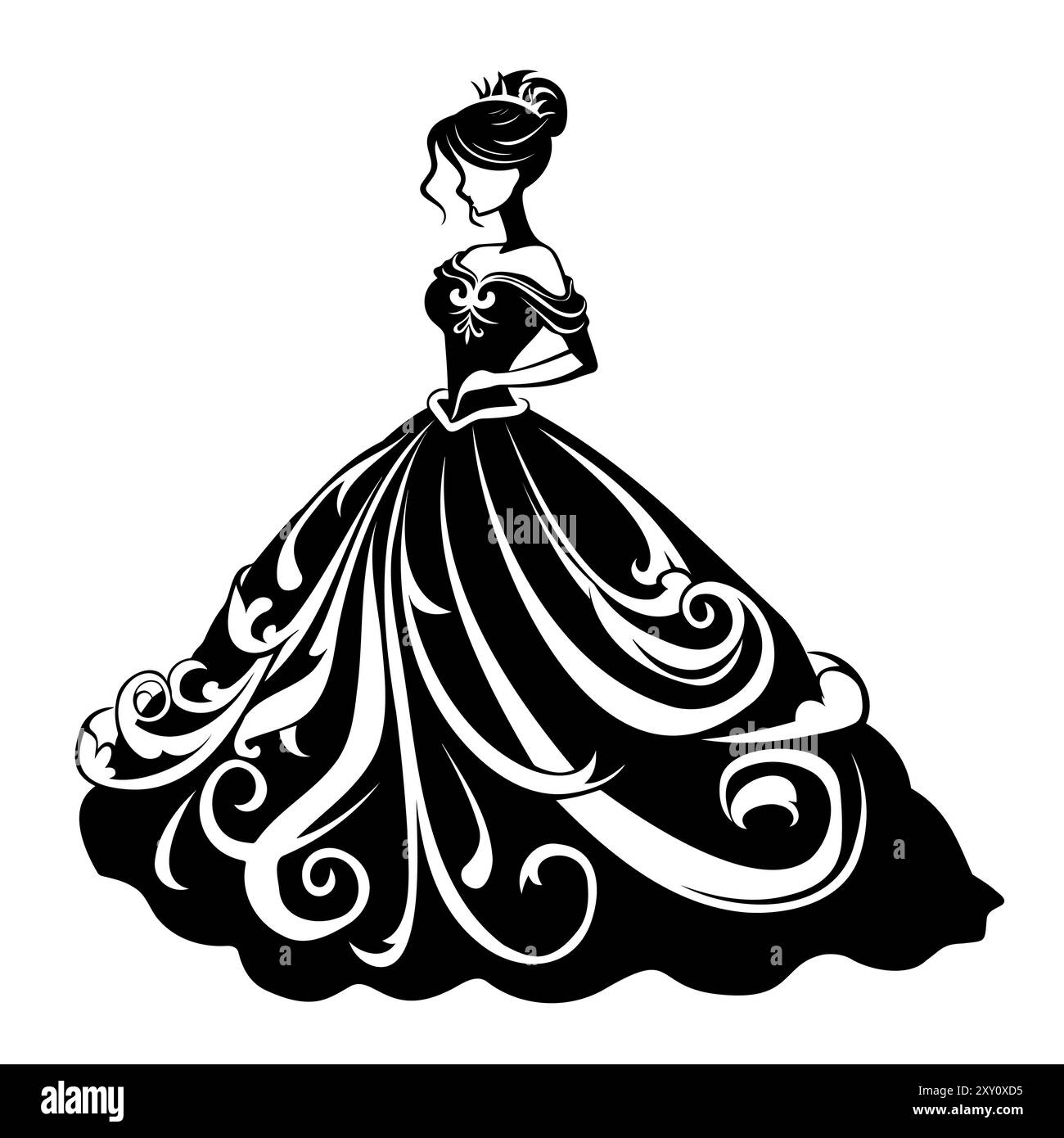 Graziosa Principessa con il design a forma di abito da ballo Illustrazione Vettoriale