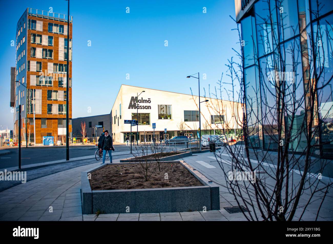 Edifici moderni costruiti nella futuristica stazione Hyllie a Malmo, Svezia Foto Stock