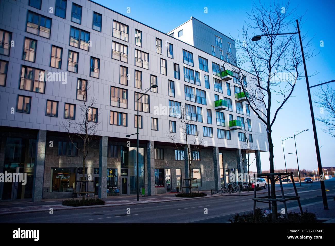 Edifici moderni costruiti nella futuristica stazione Hyllie a Malmo, Svezia Foto Stock