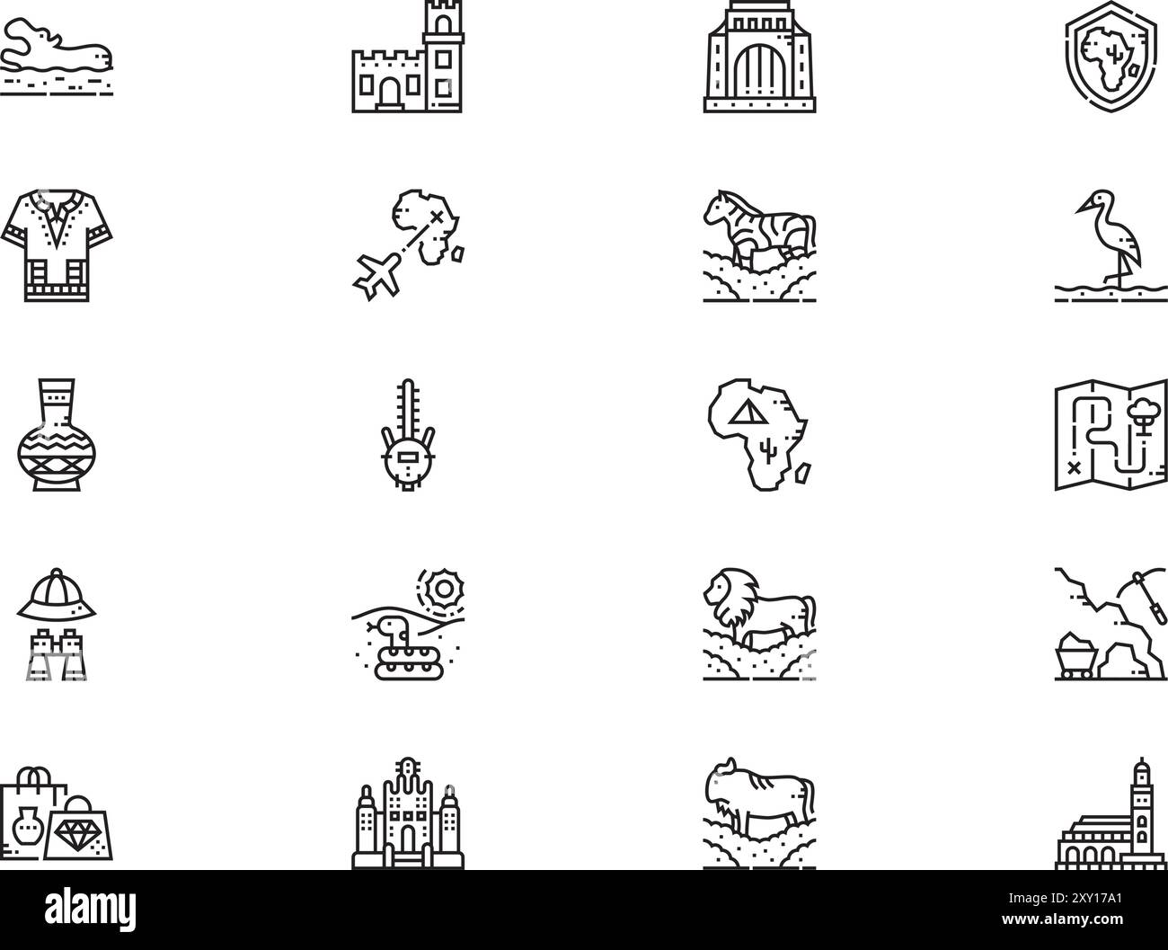 La raccolta Africa icons è un'illustrazione vettoriale con tratto modificabile. Illustrazione Vettoriale