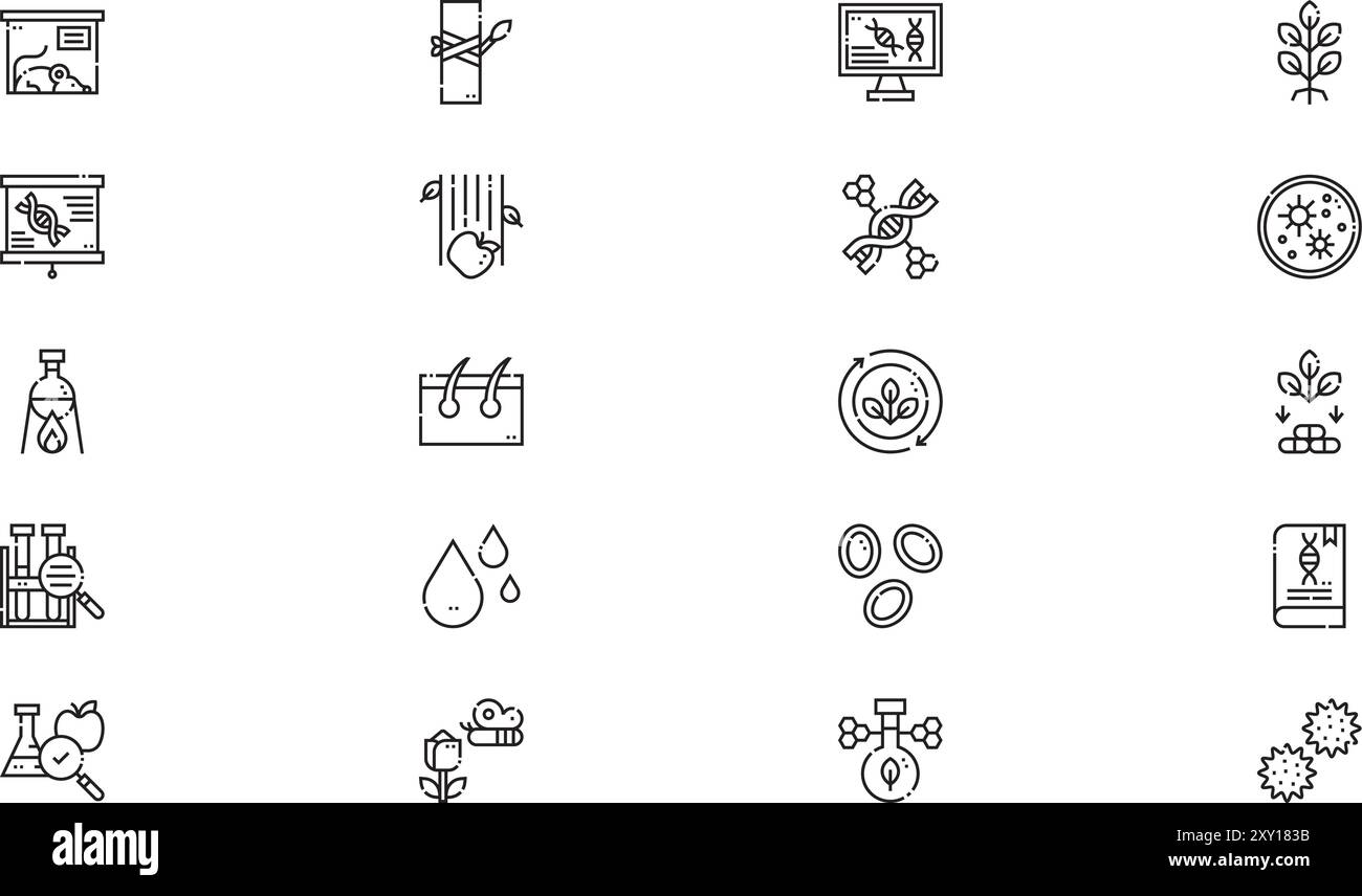 La raccolta Biology icons (icone biologia) è un'illustrazione vettoriale con traccia modificabile. Illustrazione Vettoriale