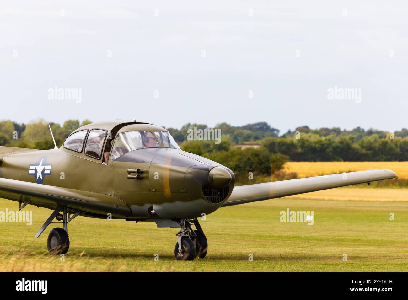 North American Ryan Navion velivolo utility a 4 posti della United States Army Air Force in mostra presso l'aeroporto di Little Gransden, Cambridgeshire, Inghilterra Foto Stock