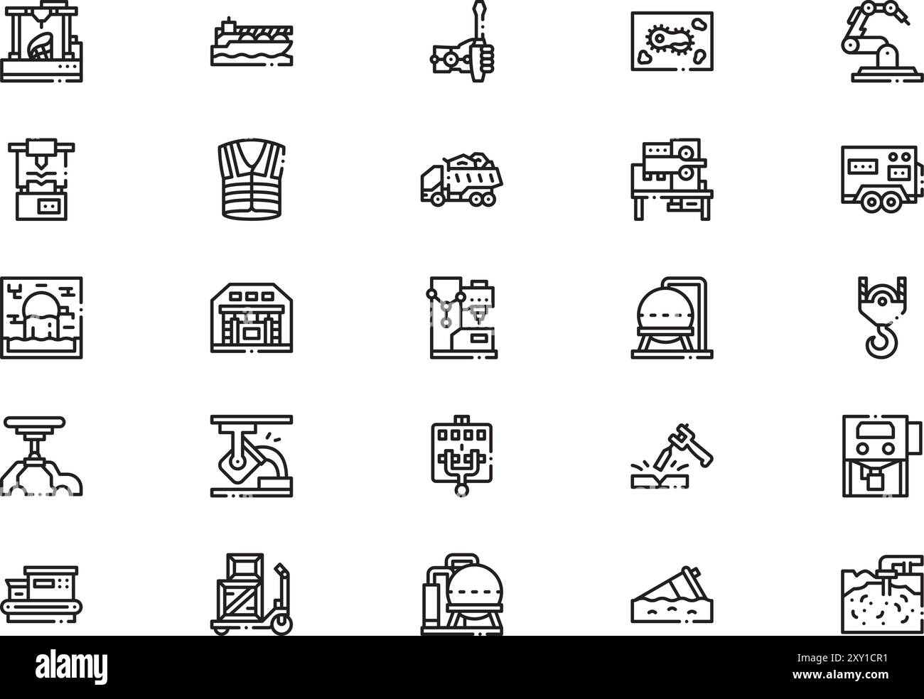 La raccolta Industry icons è un'illustrazione vettoriale con traccia modificabile. Illustrazione Vettoriale