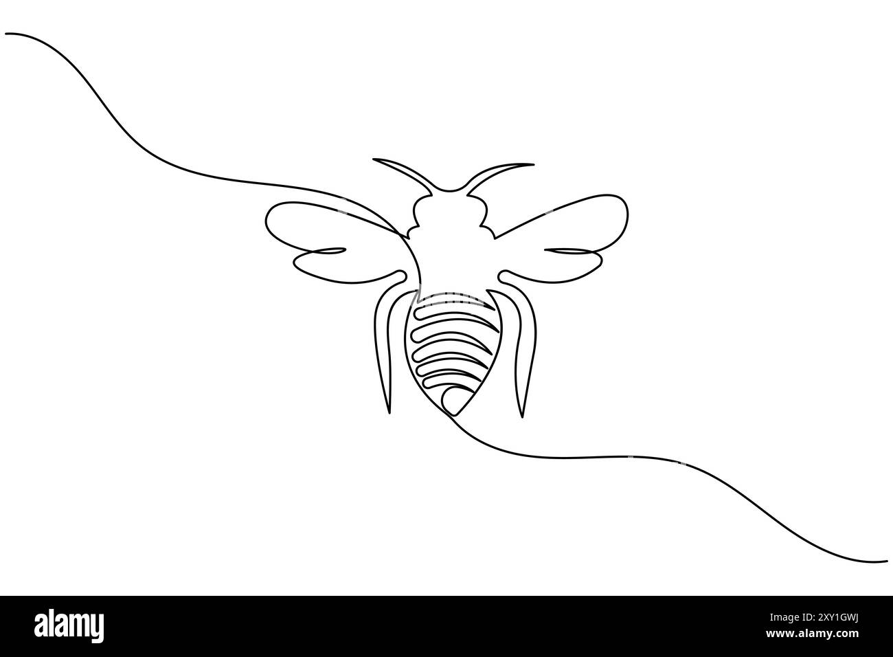Bee One line art e Continuous single line isolate Outline Vector icon Illustrazione Vettoriale
