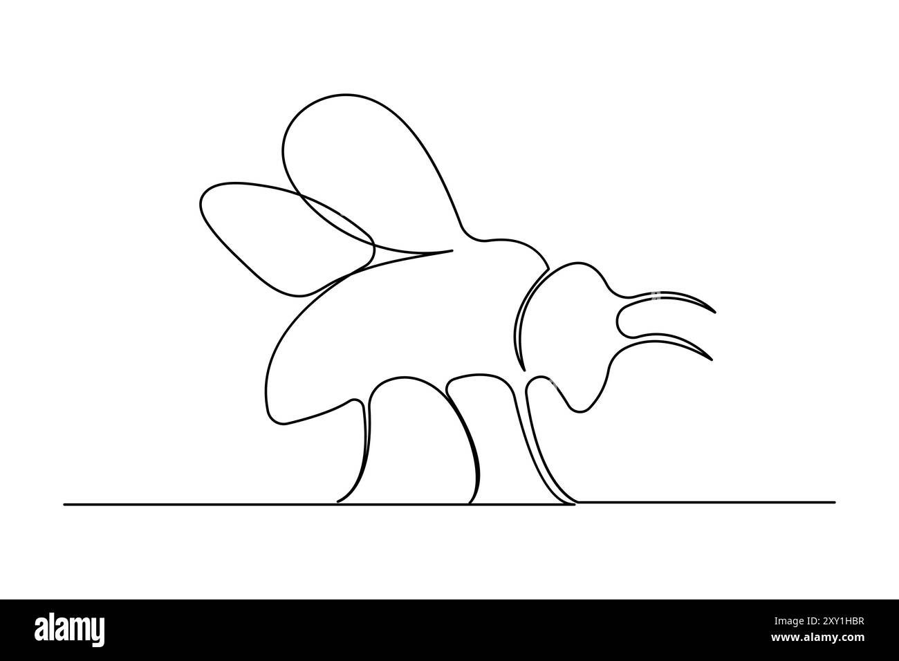 Bee One line art e Continuous single line isolate Outline Vector icon Illustrazione Vettoriale