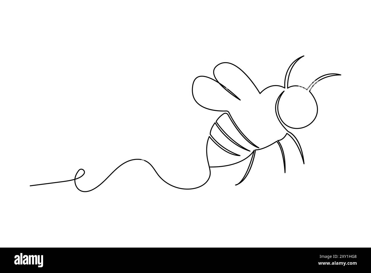 Bee One line art e Continuous single line isolate Outline Vector icon Illustrazione Vettoriale