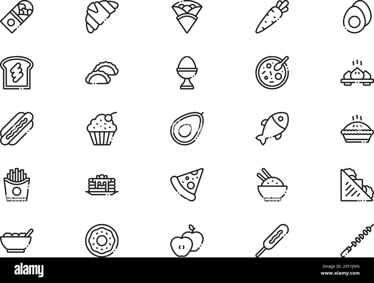 La raccolta Food icons (icone cibo) è un'illustrazione vettoriale con traccia modificabile. Illustrazione Vettoriale