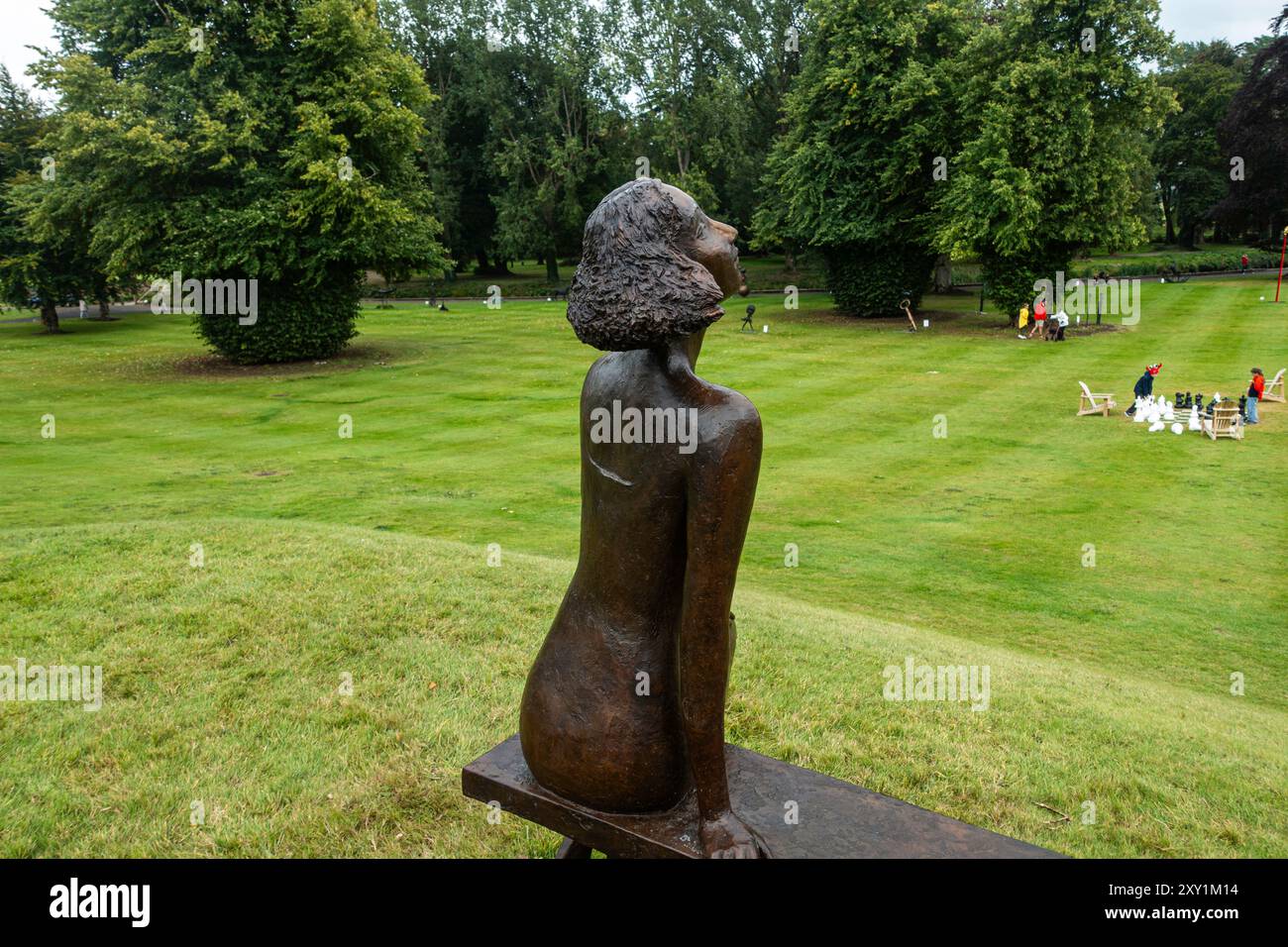 First Swallow, una scultura di Bob Quinn, alla Gormleys Art Exhibition nel K Club, Kildare, Irlanda. Foto Stock