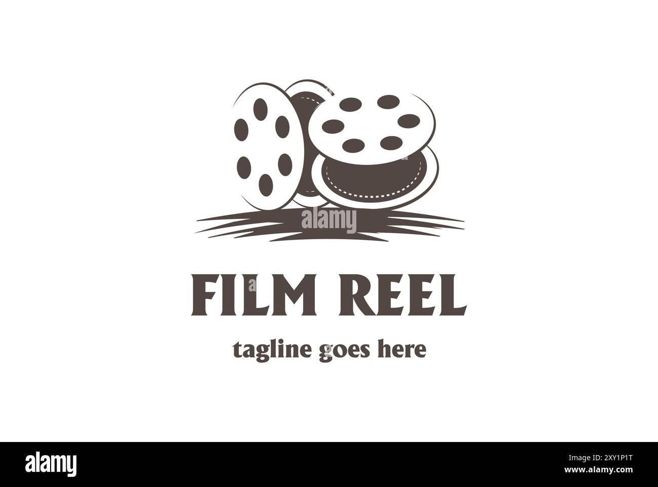 Bobina di film Hipster retro Vintage per Film Cinema Logo Design Vector Illustrazione Vettoriale