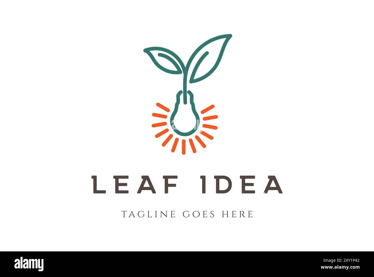 Lampadina Leaf Garden Plant Innovation Logo vettoriale Illustrazione Vettoriale