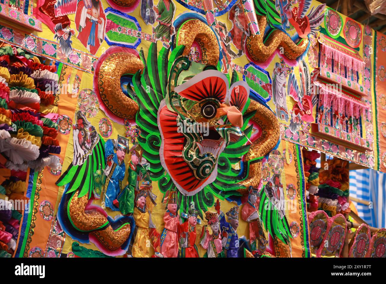 Il teatro Matshed in SOHO Street nel centro di Hong Kong è allestito per il Ghost Festival o chiamato Yu LAN o Yulanpen festvial. Foto Stock
