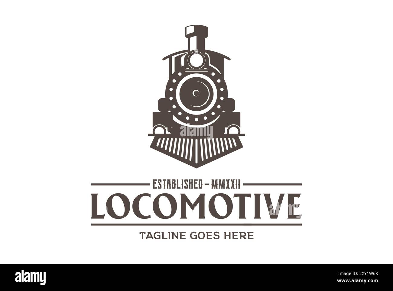 Vintage Old Locomotive Train Machine Logo Design Vector Illustrazione Vettoriale