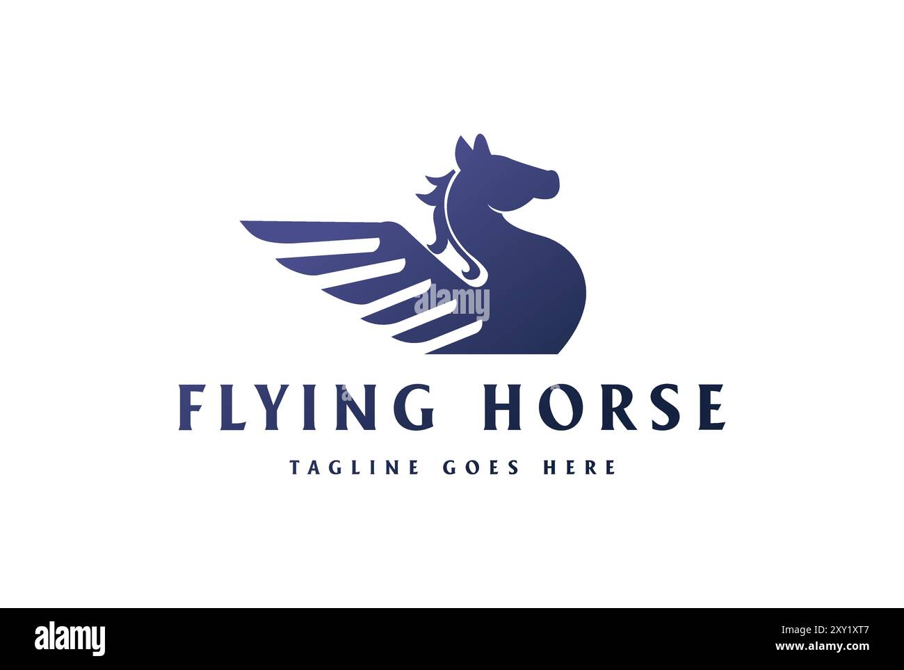 Design moderno e semplice Pegasus Flying Horse Stallion silhouette con logo Vector Illustrazione Vettoriale