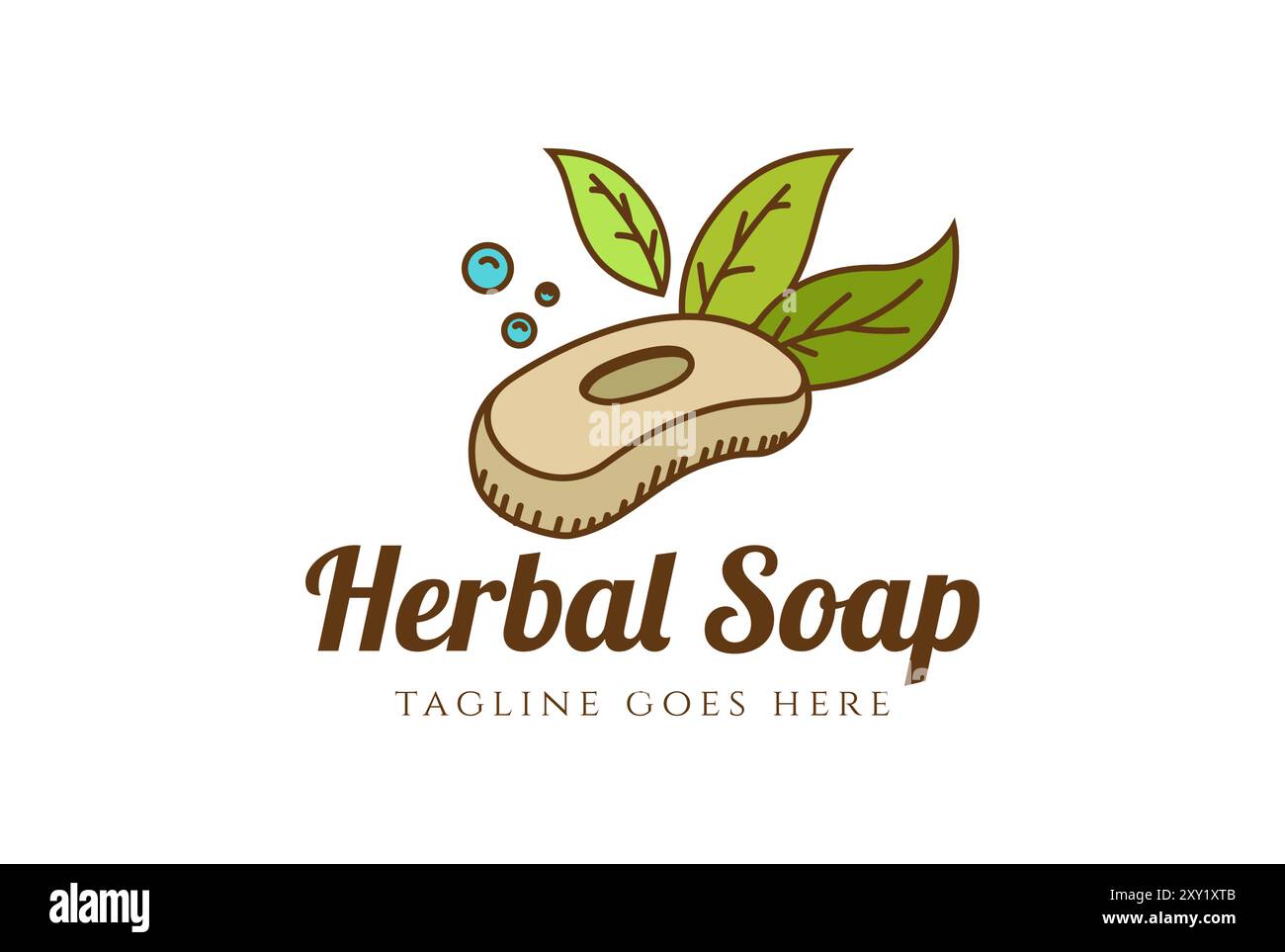 Foglia rustica vintage con sapone per la cura della pelle delle erbe, etichetta con logo Design Vector Illustrazione Vettoriale