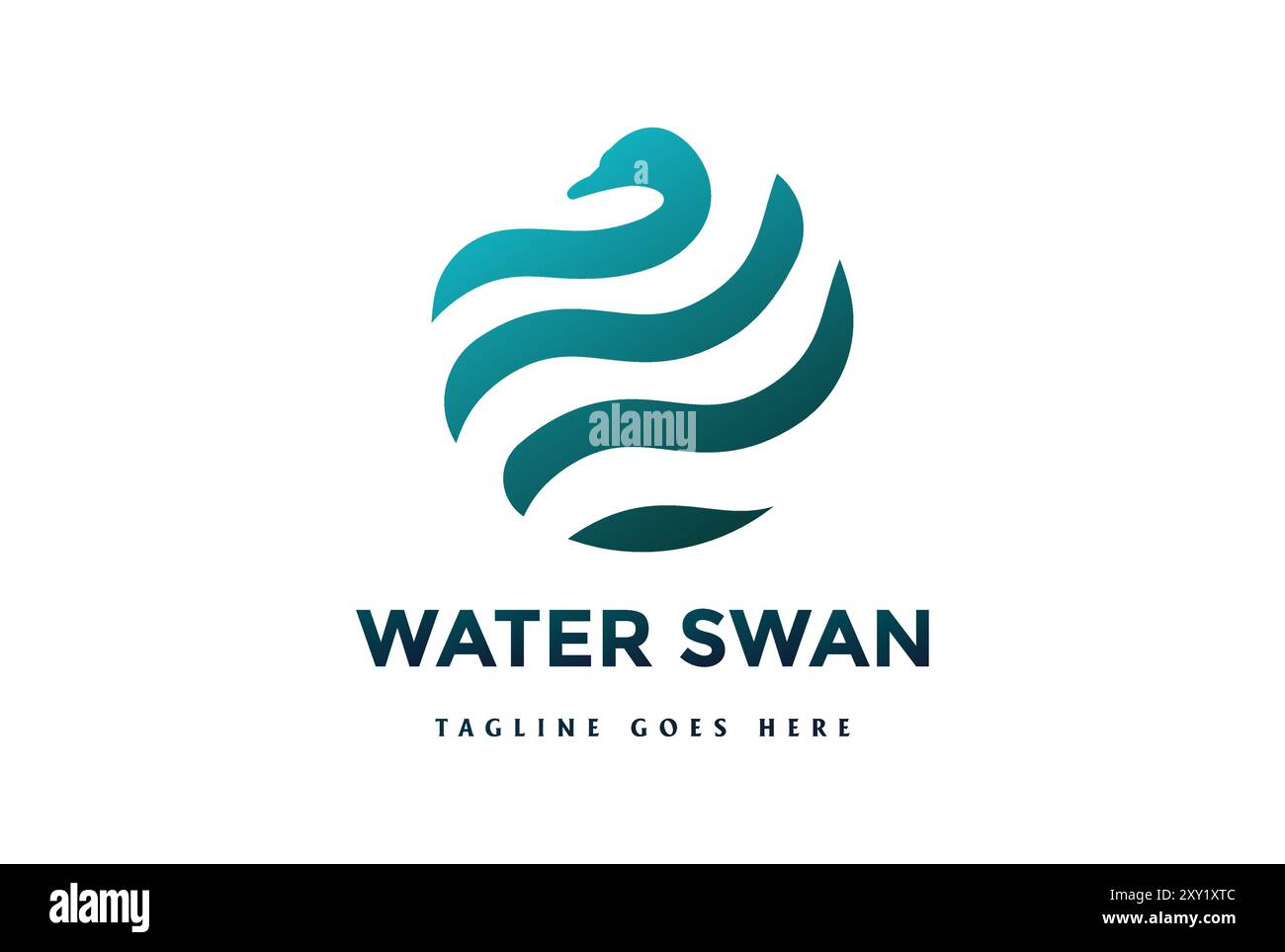 Modern Circle Circular Water Swan Duck Goose Globe World Monogram Logo Design Vector Illustrazione Vettoriale
