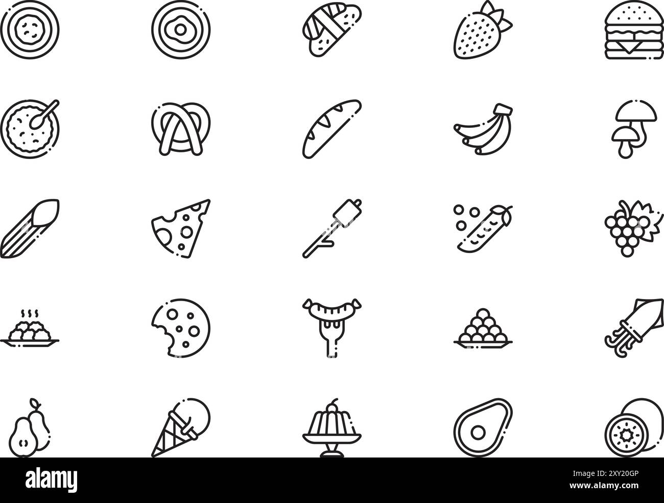 La raccolta Food icons (icone cibo) è un'illustrazione vettoriale con traccia modificabile. Illustrazione Vettoriale