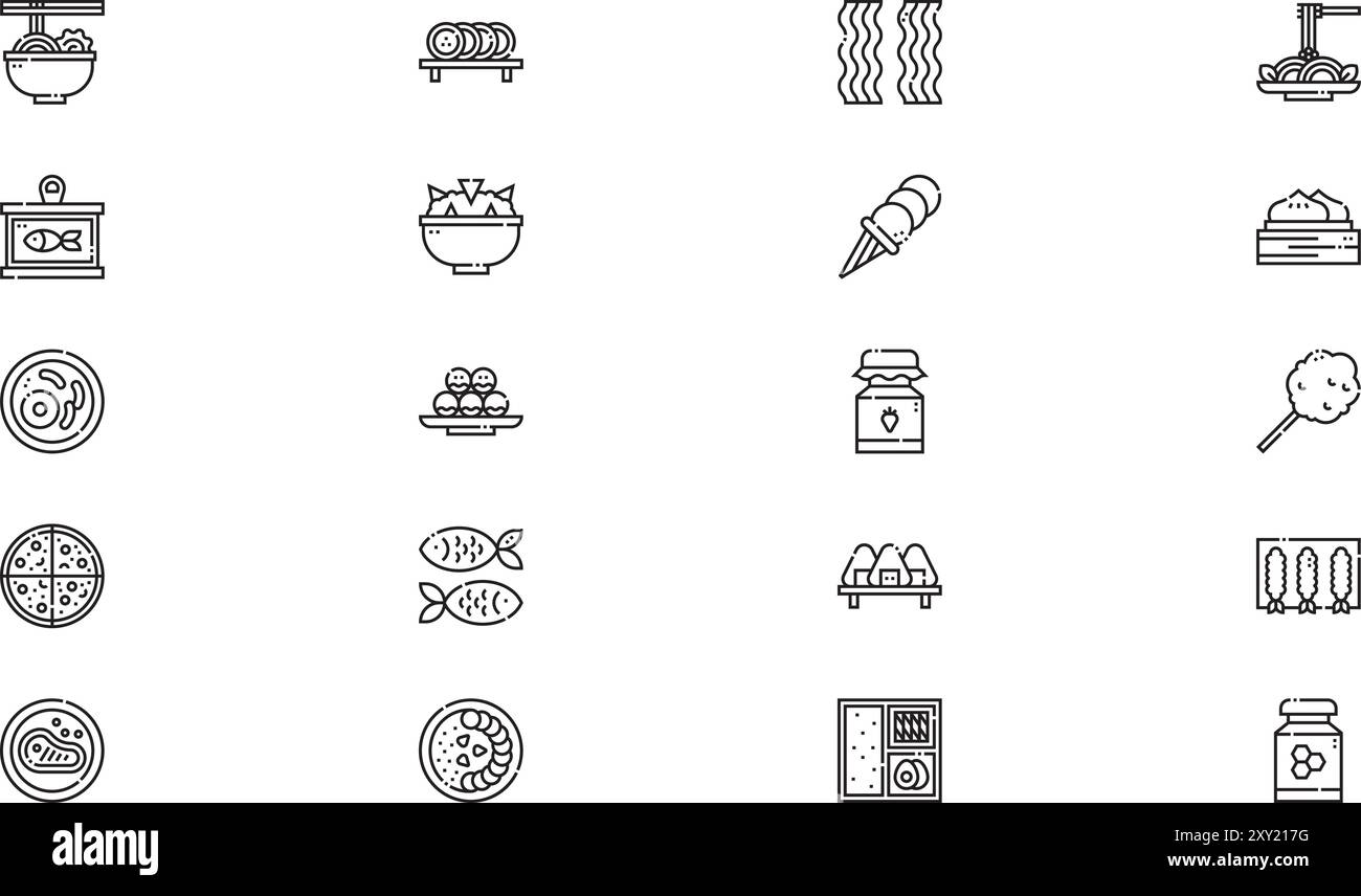 La raccolta Food icons (icone cibo) è un'illustrazione vettoriale con traccia modificabile. Illustrazione Vettoriale