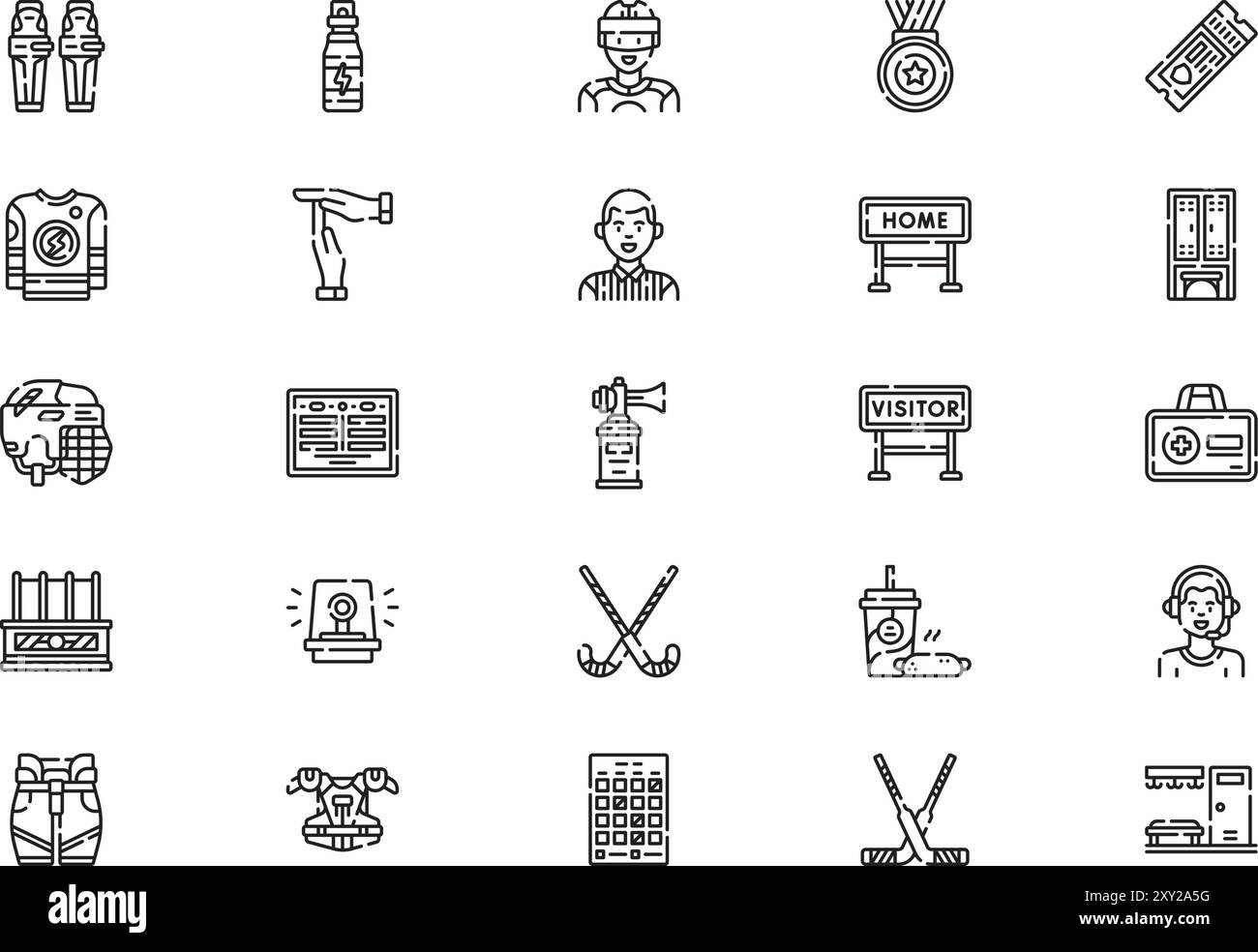 La collezione Hockey icons è un'illustrazione vettoriale con tratto modificabile. Illustrazione Vettoriale