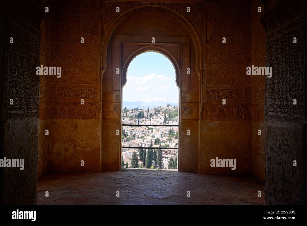 Splendidi interni dell'Alhambra, a sud della Spagna Foto Stock