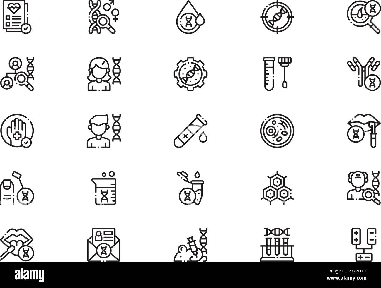 La raccolta Dnatest icons è un'illustrazione vettoriale con traccia modificabile. Illustrazione Vettoriale