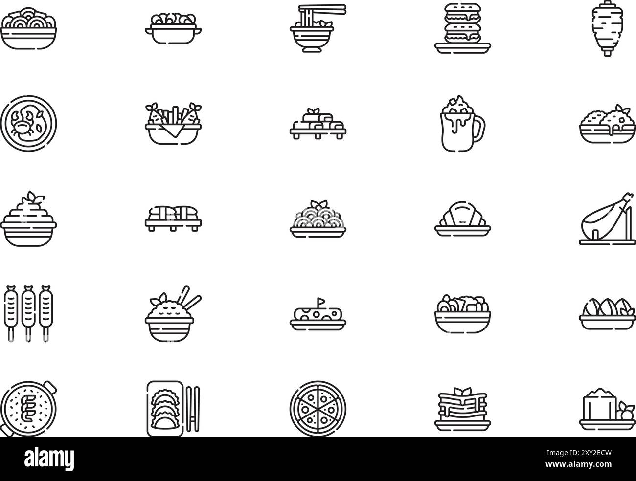 La raccolta International food icons è un'illustrazione vettoriale con traccia modificabile. Illustrazione Vettoriale