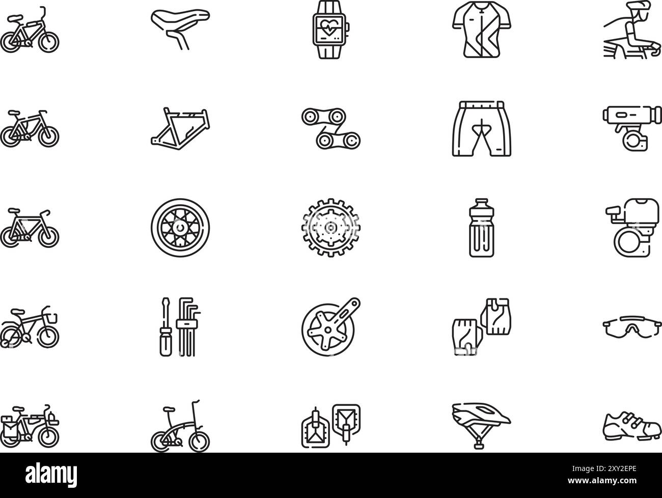 La raccolta Cycling icons (icone cicliche) è un'illustrazione vettoriale con traccia modificabile. Illustrazione Vettoriale