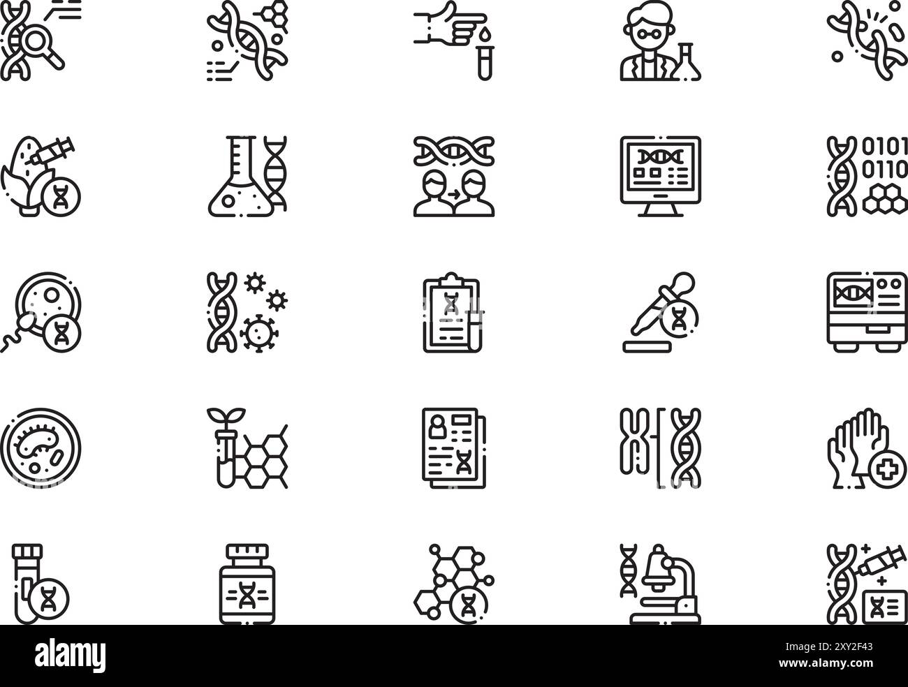 La raccolta Dnatest icons è un'illustrazione vettoriale con traccia modificabile. Illustrazione Vettoriale
