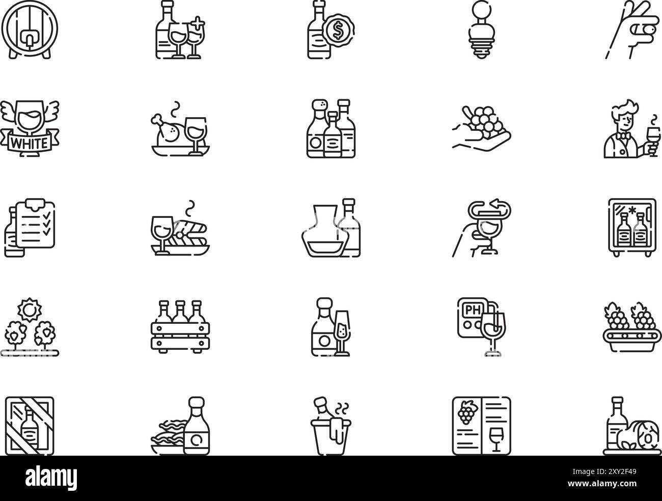 La collezione Wine icons (icone vino) è un'illustrazione vettoriale con traccia modificabile. Illustrazione Vettoriale