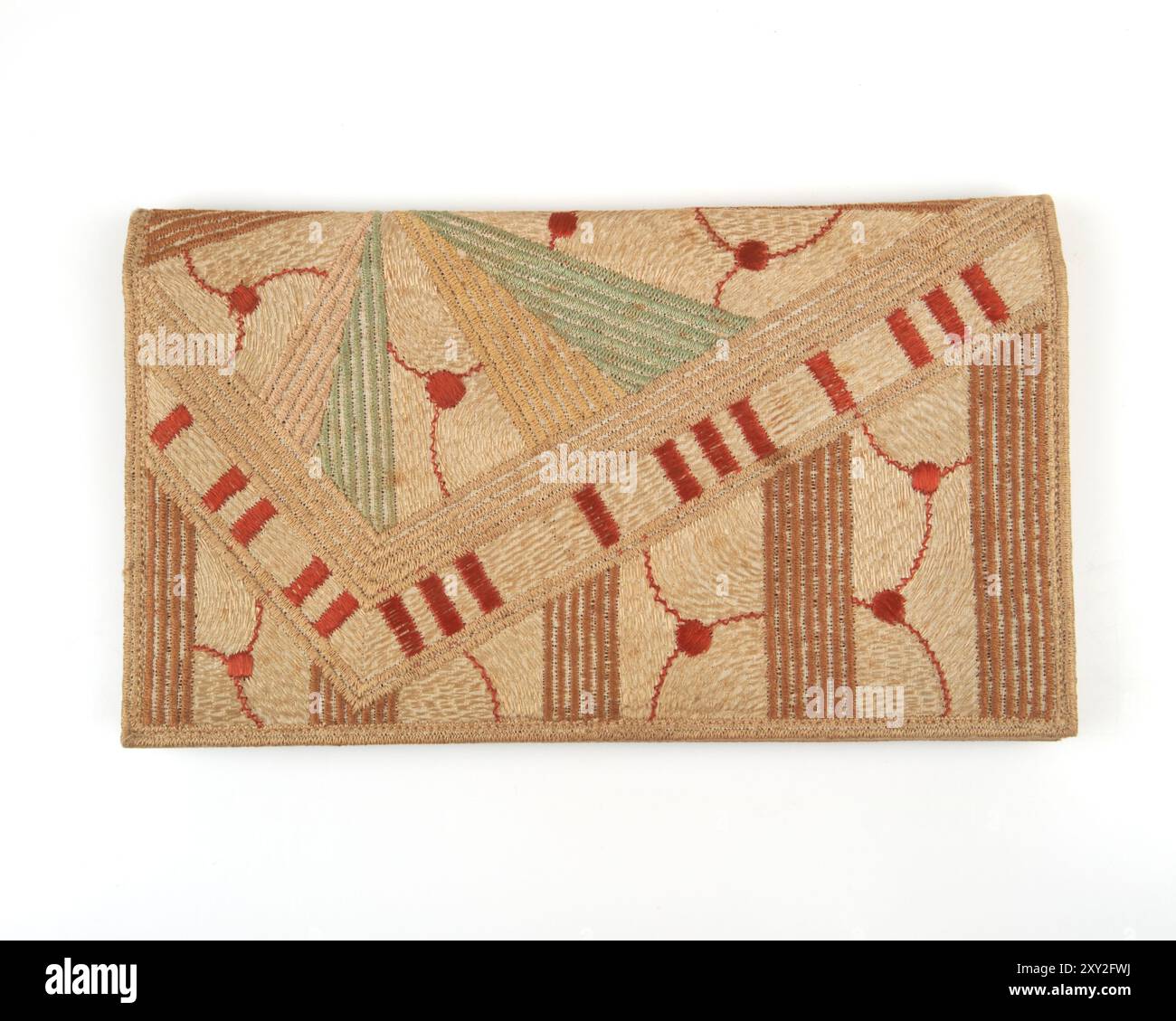 Elegante pochette Art Deco con design geometrico ricamato anni '1930 Foto Stock