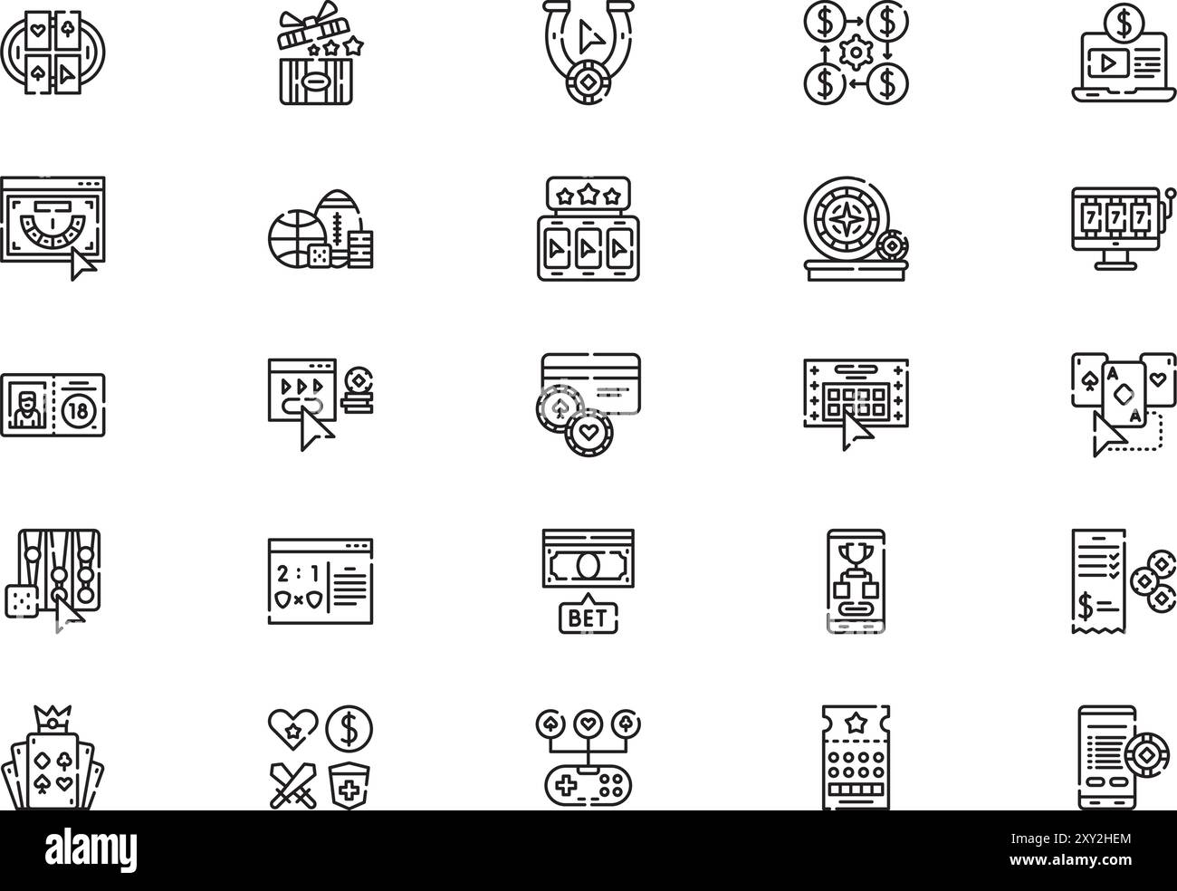 La collezione di icone di gioco online è un'illustrazione vettoriale con tratto modificabile. Illustrazione Vettoriale