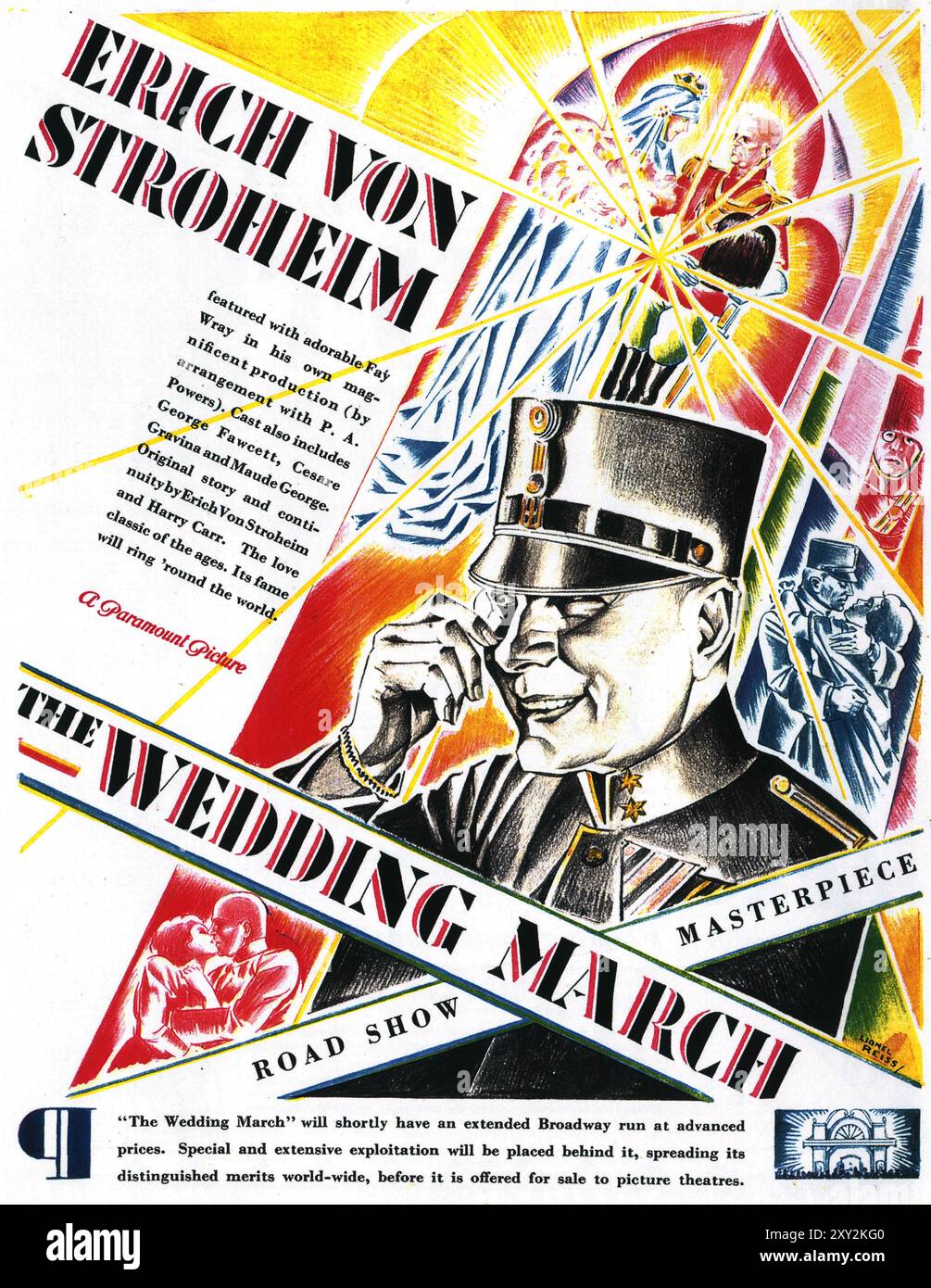 1928 il poster del film di The Wedding March, diretto da Erich von Stroheim. Illustrazione di Lionel Reiss Foto Stock