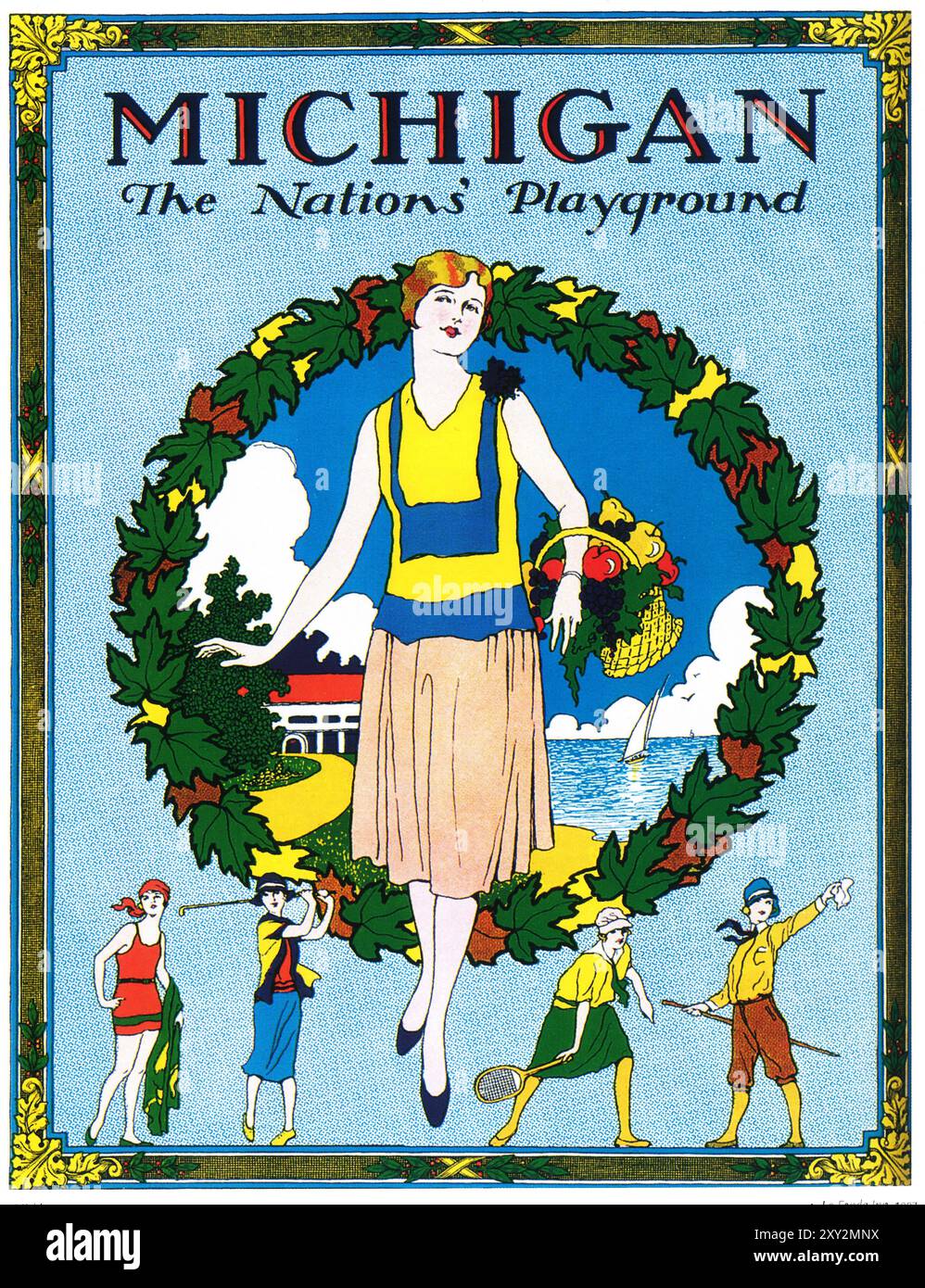1927 Michigan The Nations Playground poster di viaggio Foto Stock