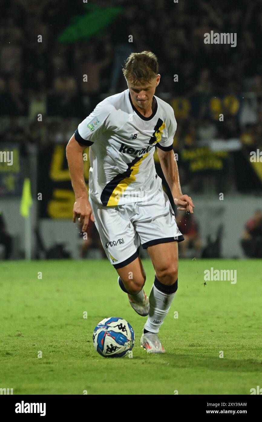 27 agosto 2024, Stadio Benito stirpe, Roma, Italia; serie B calcio; Frosinone contro Modena; Thomas Battistella di Modena FC Foto Stock