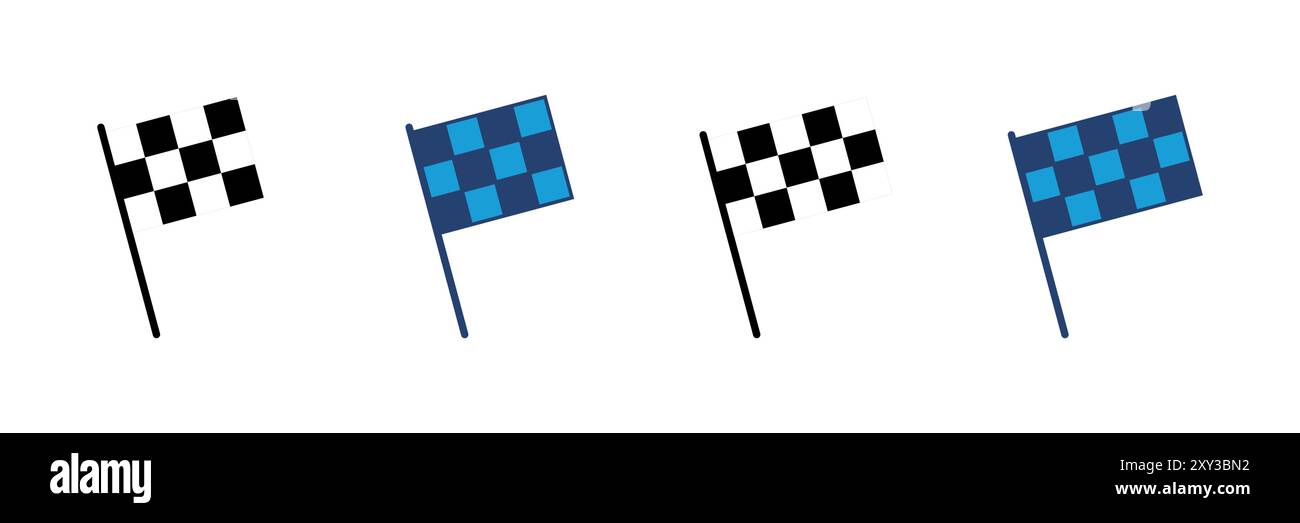 Vettore icona bandiera da corsa. Icona della bandiera da corsa.icona della bandiera da corsa a scacchi Illustrazione Vettoriale