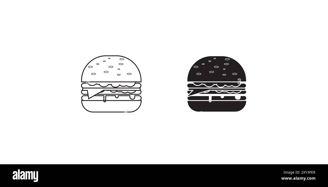 Icona linea hamburger. Tratto modificabile. Pixel perfetti. Per dispositivi mobili Illustrazione Vettoriale