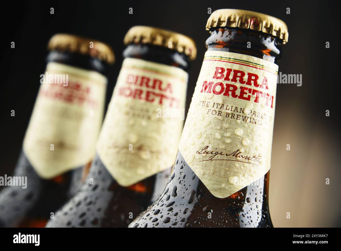 Birra Moretti, azienda italiana produttrice di birra, fondata a Udine nel 1859 da Luigi Moretti, ora di proprietà di Heineken International Foto Stock