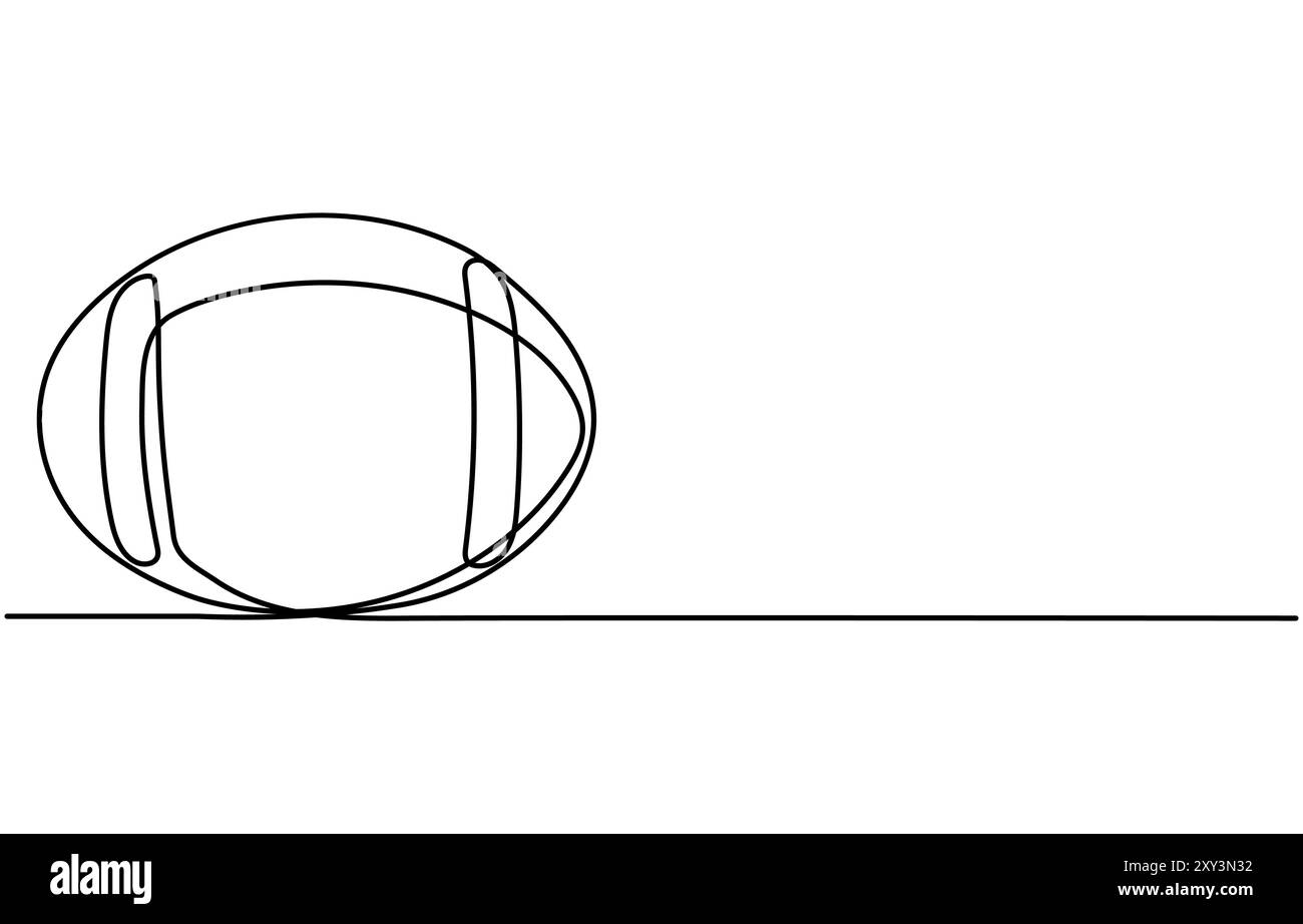 Football americano con una linea disegnata, una linea continua che disegna palla da football americano. Concetto di pallone sportivo, pallone da football americano Illustrazione Vettoriale