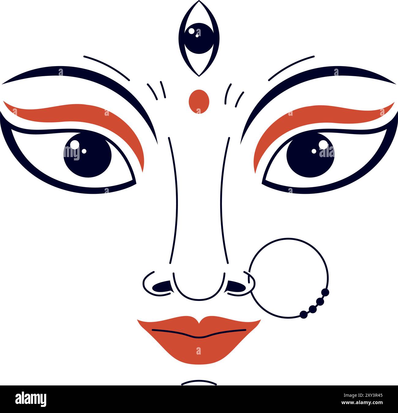 la dea durga affronta happy navratri Illustrazione Vettoriale