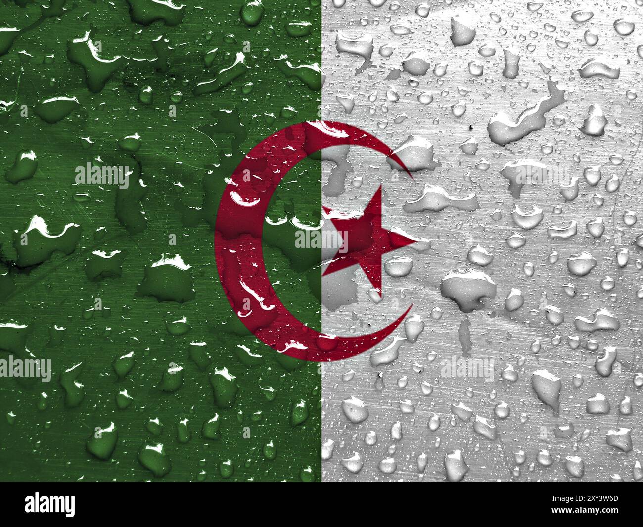 Bandiera dell'Algeria con gocce di pioggia Foto Stock