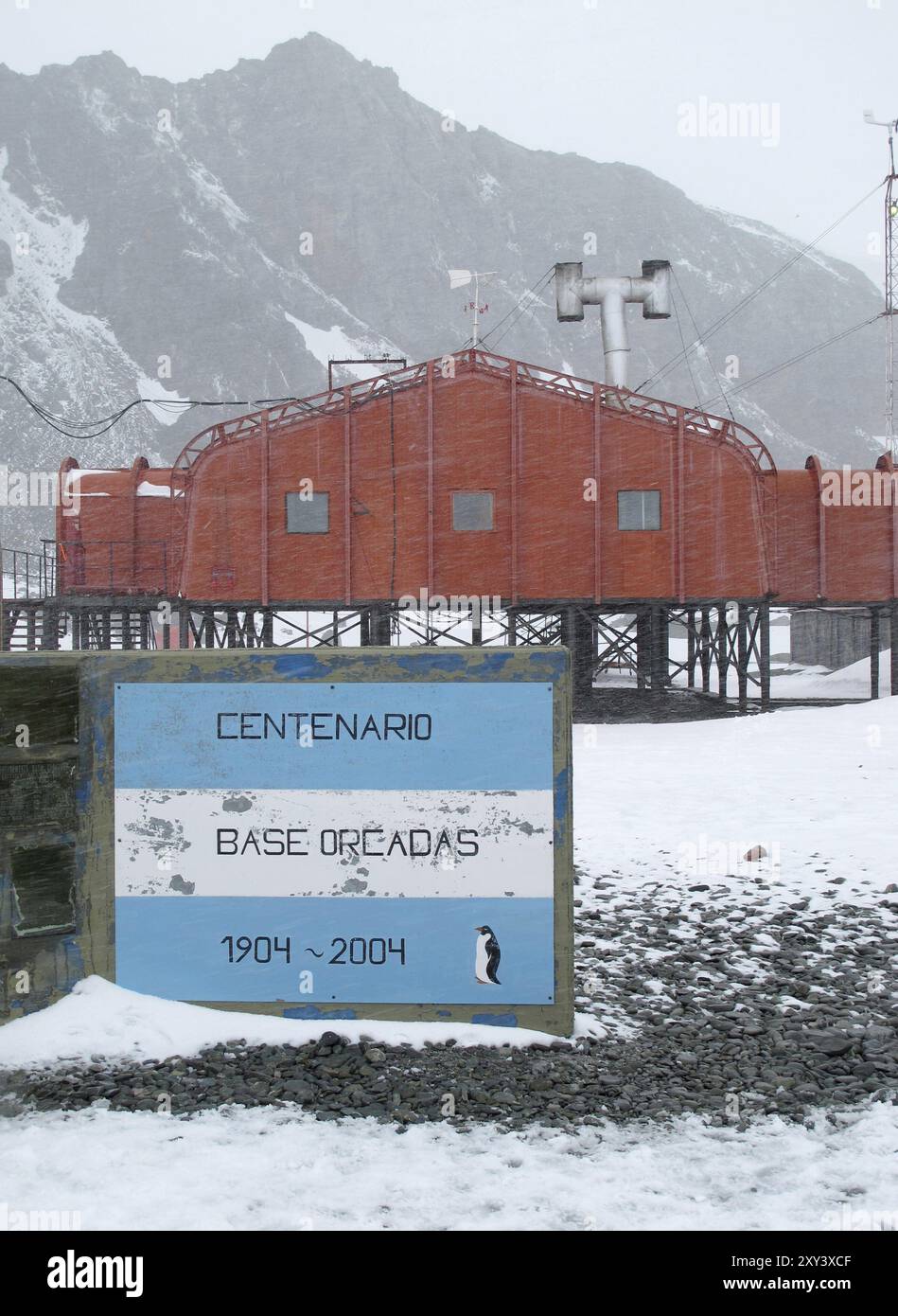 Stazione di ricerca polare delle Orcadas Argentina, Laurie Island, Isole Orcadi meridionali, Antartide Foto Stock