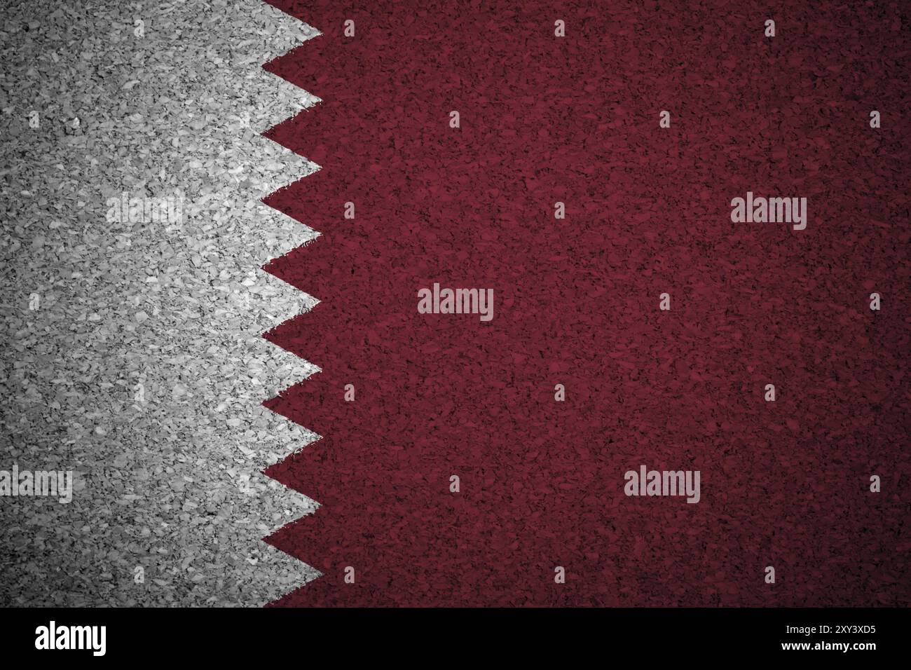 La bandiera del Qatar è stata dipinta su una tavola di sughero Foto Stock