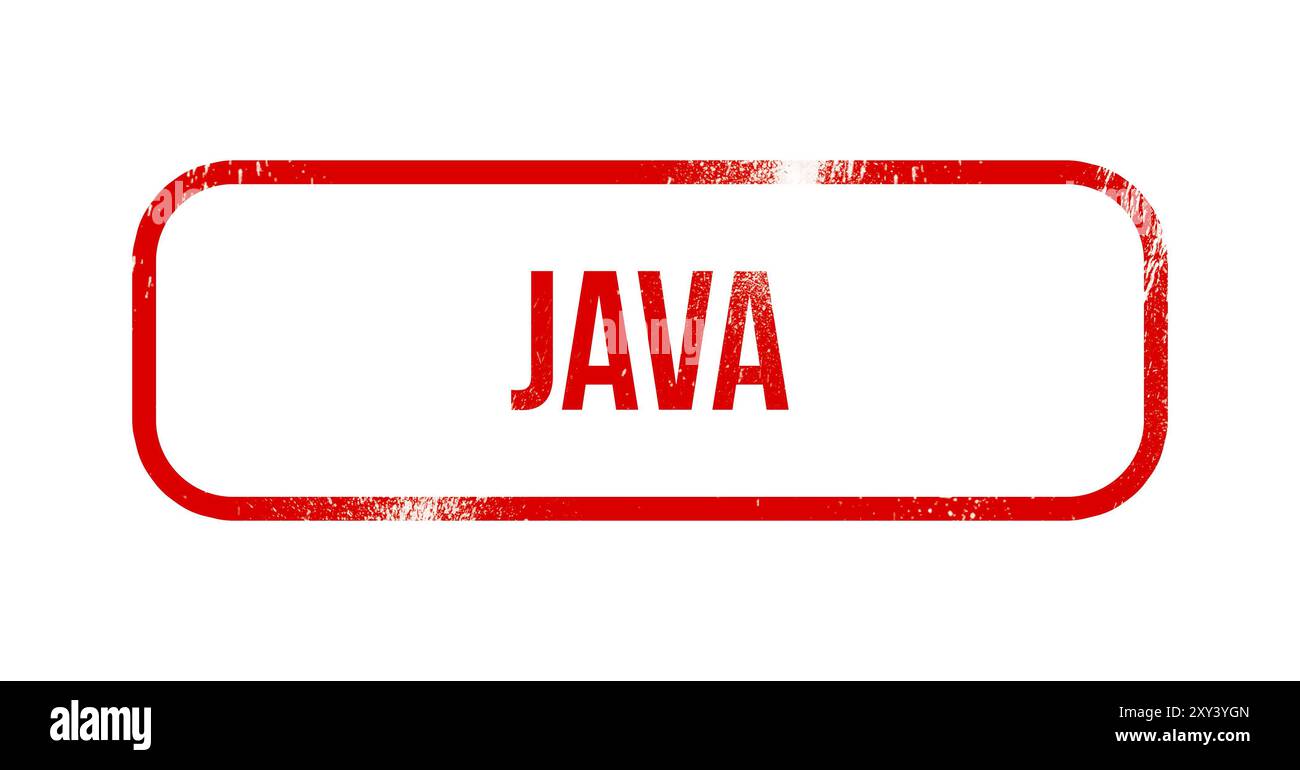 Java, gomma grunge rossa, timbro Foto Stock