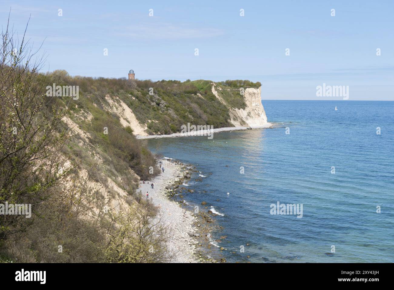 Scogliera di gesso Cape Arkona su Ruegen. Scogliera Kap Arkona sull'isola Ruegen in Germania Foto Stock