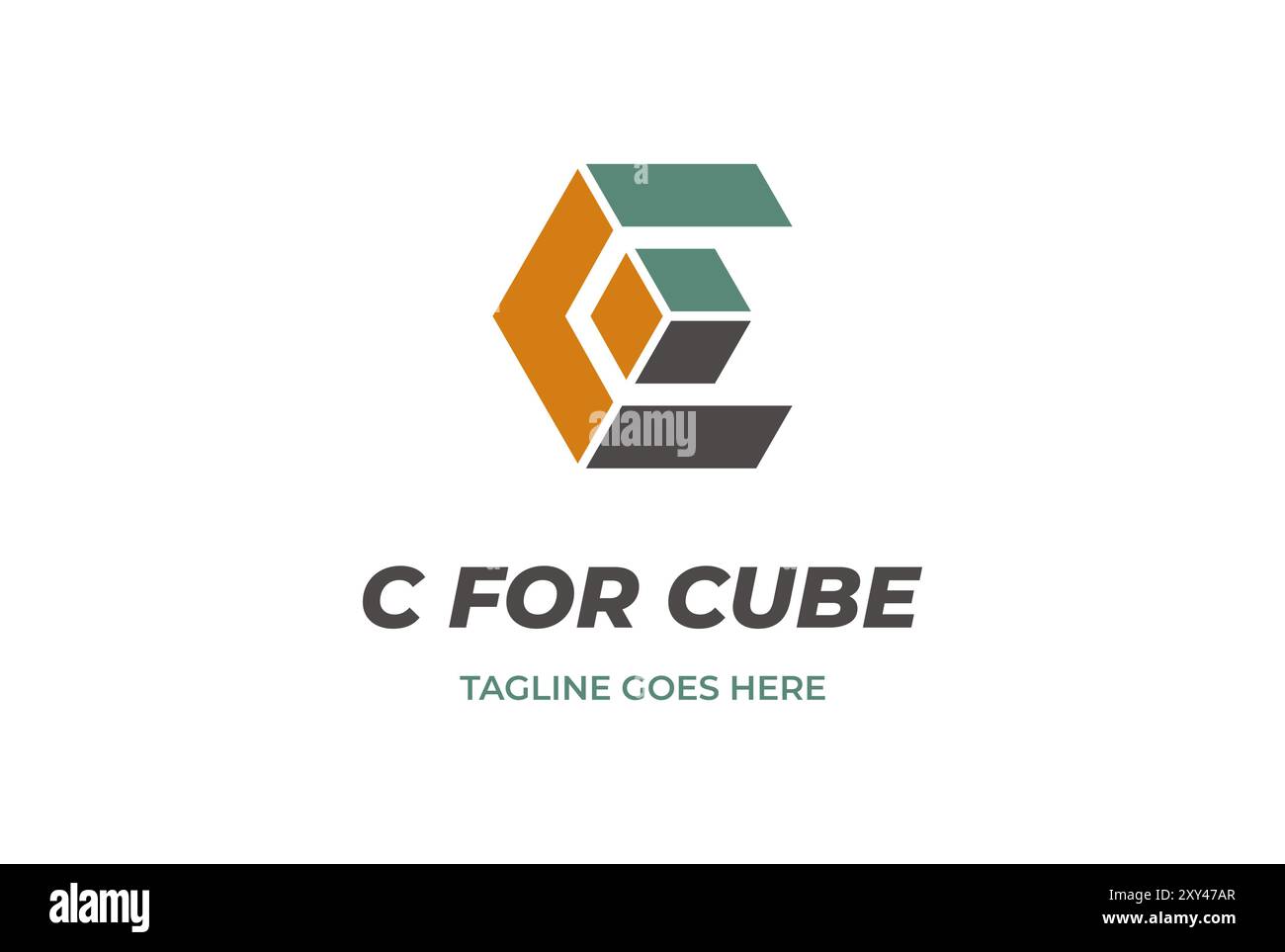 Lettera iniziale geometrica C semplice e minimalista per cubo Box Logo Design Vector Illustrazione Vettoriale
