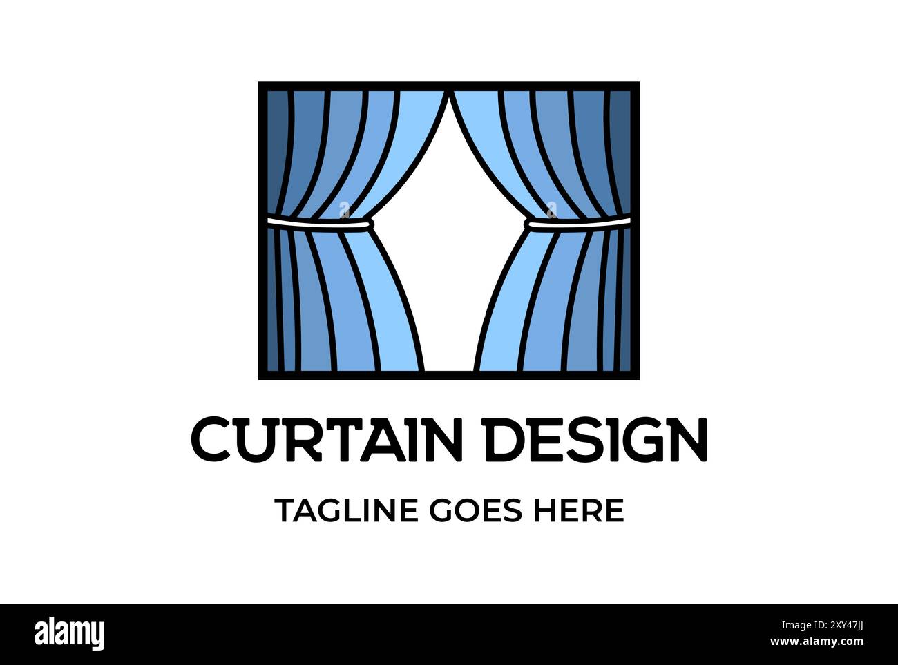 Design semplice e moderno con logo per finestre con telo per tende Illustrazione Vettoriale