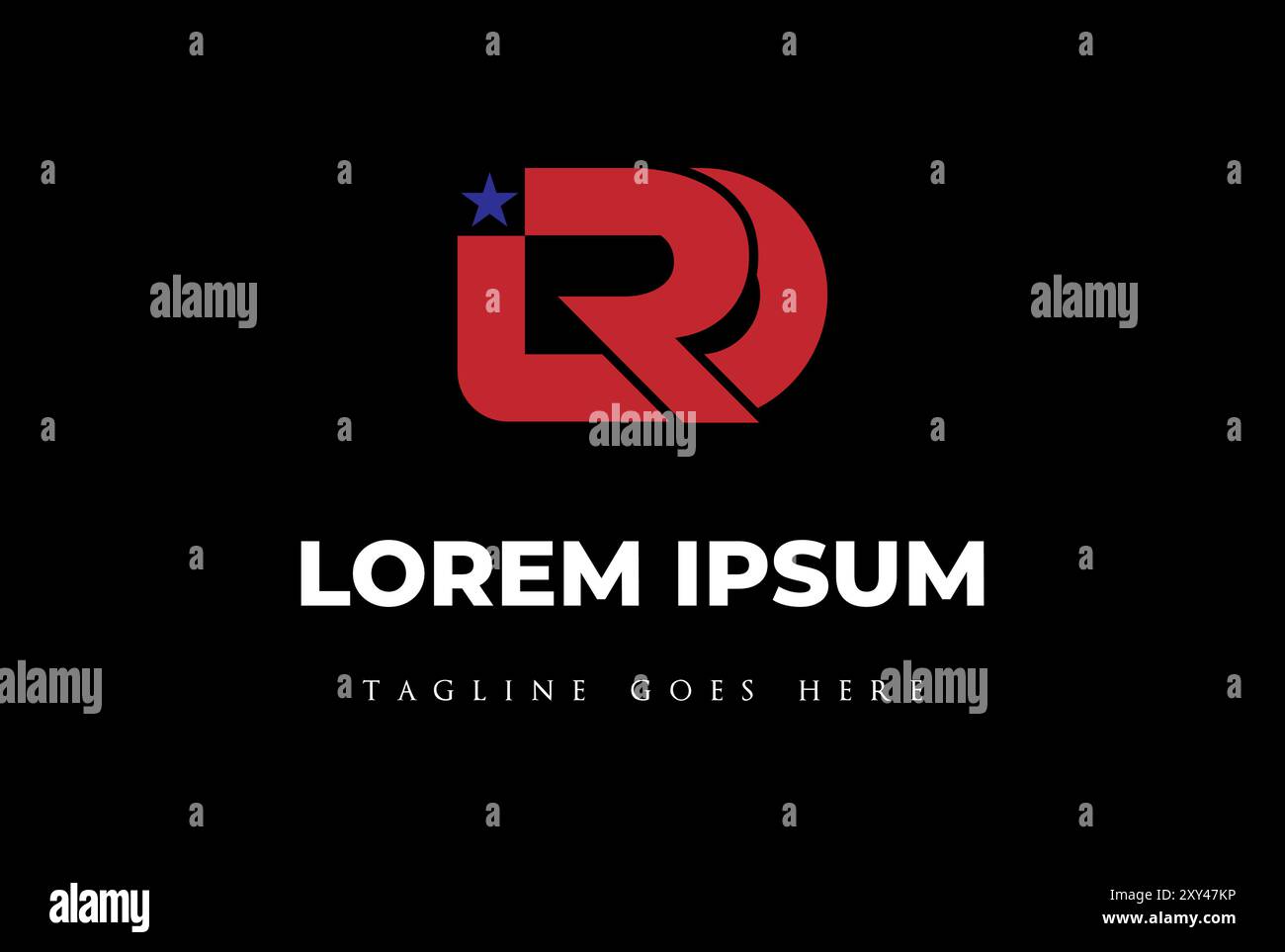 Lettera iniziale Logo RD DR rosso Design Vector Illustrazione Vettoriale