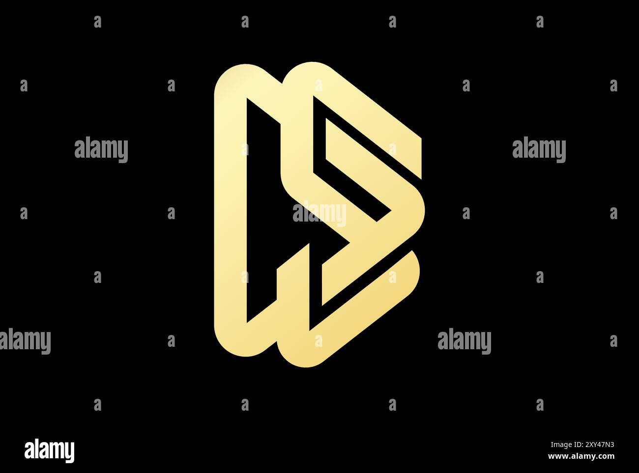 Elegante design Vector con logo DS SD e lettera iniziale geometrica in triangolo d'oro di lusso Illustrazione Vettoriale