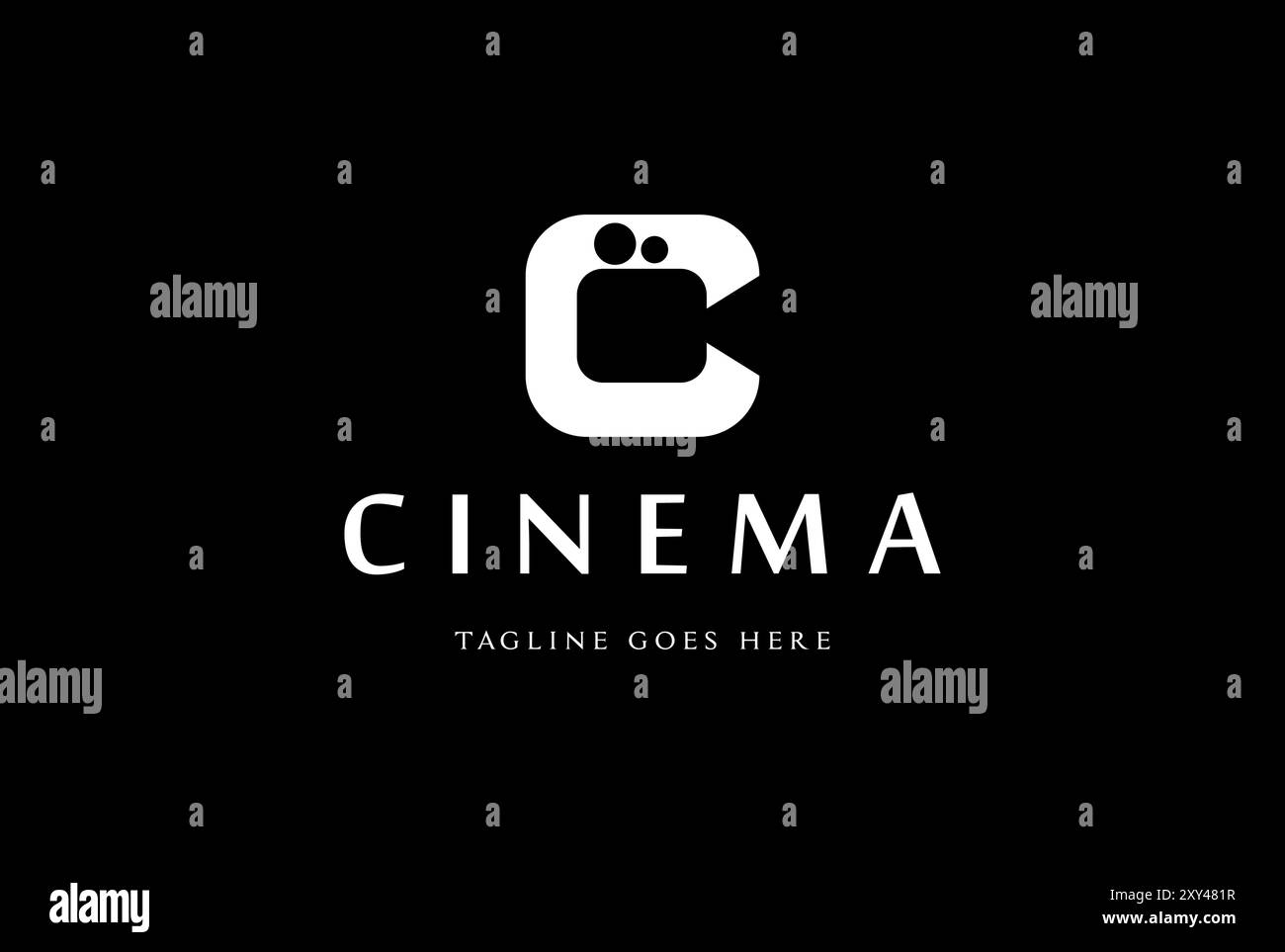Lettera C iniziale semplice e minimalista con videocamera per Cinema Movie Production Logo Design Vector Illustrazione Vettoriale