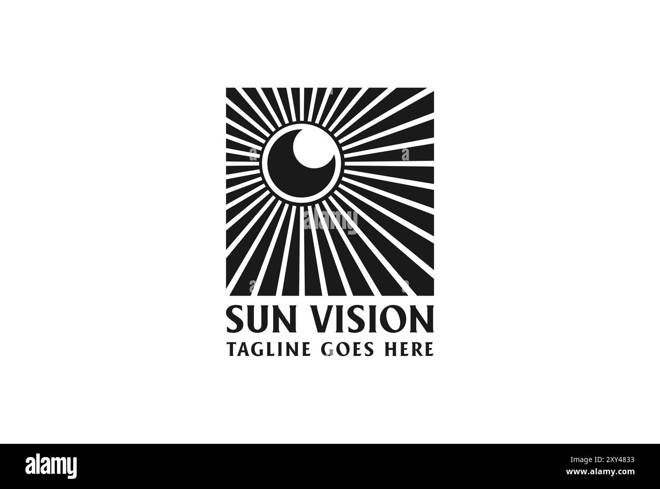 Square Sun with Eye camera Optic Vision Logo Design Vector Illustrazione Vettoriale